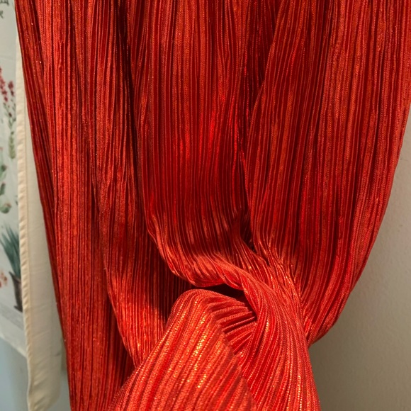 Oh My Love Red Metallic Pleated Dress - Picture 6 of 8
